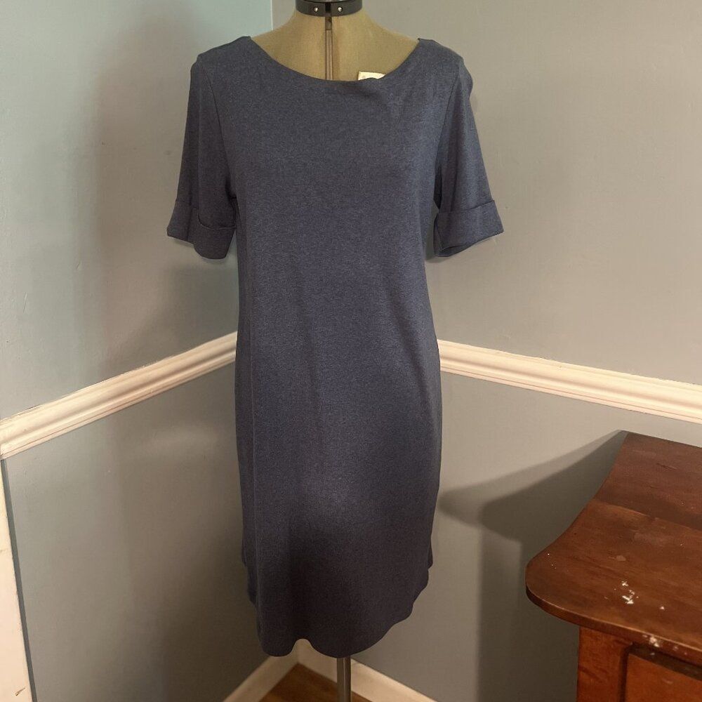 Karen Scott Sport Petite PL Blue Cotton Knit Dress